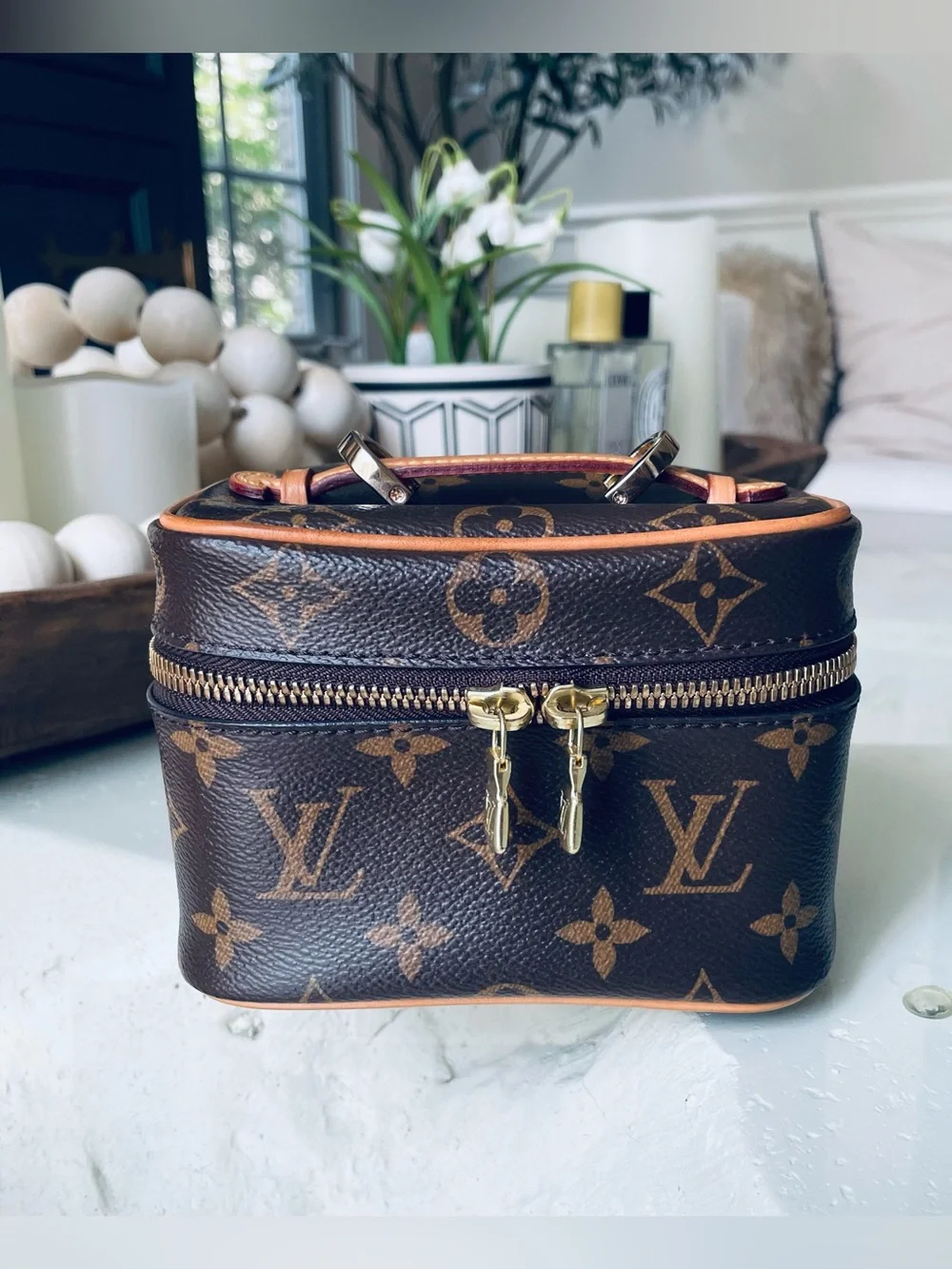 Louis Vuitton Nice Nano Monogram with free non LV crossbody strap.